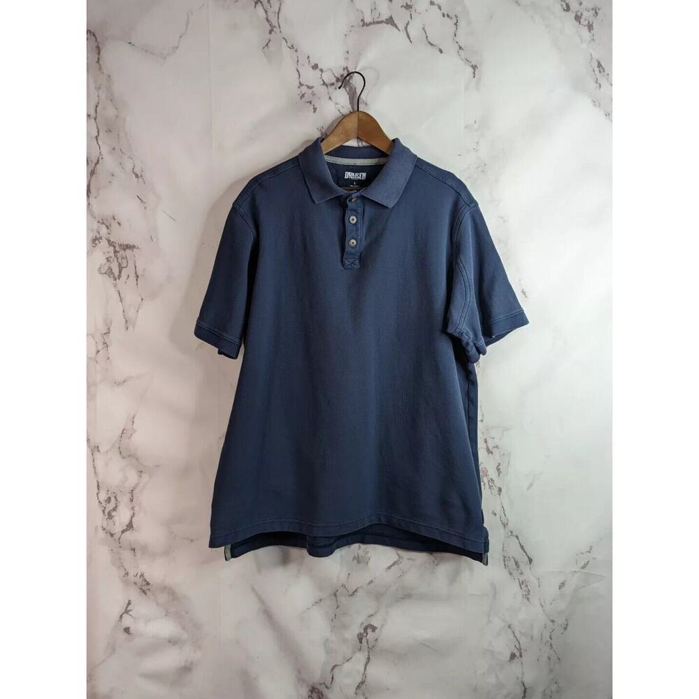 Duluth Shirt Mens Large Blue Polo Short Sleeve Navy Gusseted Top Trading Co